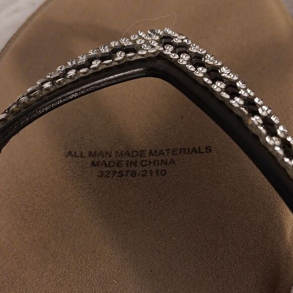 Women's Black Thong Sandals with Rhinestone Detail - Picture 5 of 8